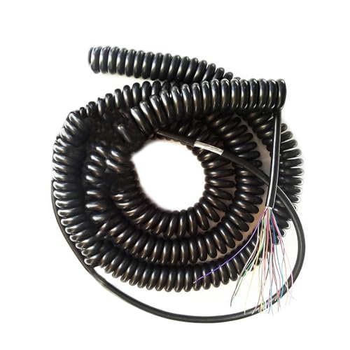 Spiralkabel, Spiralkabel, Spiralkabel, gebogen, 19 Adern, 0,15 mm, quadratisch, CNC-Maschine, Spiralkabel, elektronisches Handrad, verlängerbarer Draht (5 m, 19 Adern, 0,15 mm²) von JEJKSXZTO