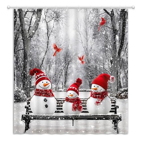JEJOMEAG Frohe Weihnachten Duschvorhang Schneemann schneebedeckte Kiefer rote Vögel Winter Schnee Szene Xmas Urlaub Stoff Badezimmer Dekor Vorhang mit Haken, 70 B x 70 H JEJOMEAG Frohe Weihnachten Duschvorhang Schneemann schneebedeckte Kiefer rote Vögel Winter Schnee Szene Xmas Urlaub Stoff Badezimmer Dekor Vorhang mit Haken, 70 B x 70 H von JEJOMEAG