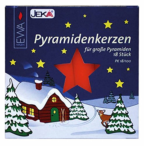 JEKA - Pyramidenkerzen für große Pyramiden Größe 17,2x105mm 18 Stück/Packung (Rot, 90) von JEKA-Kerzen