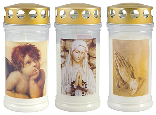 Grabkerze - Grablicht - Motivkerze - Gedenkkerze - 3 er Set Dauerbrenner 70-90 Std. von JEKA