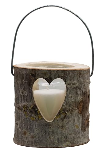 Holz Deko Laterne mit Herz – Größe S – Natürliches Licht für drinnen & draußen von JEKA