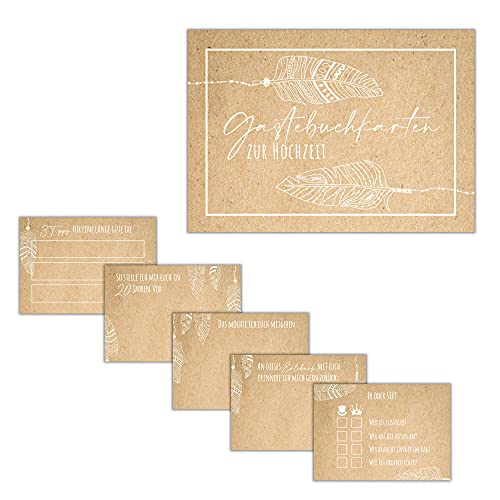 JEKA 50 Gästebuch-Karten für Hochzeitsbuch, DIY-Gastkarten Set für Gästebuch Hochzeitspiele für Gäste, Gästebuchkarten Hochzeit (Boho) von JEKA