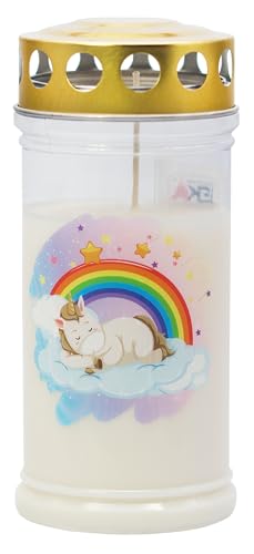 JEKA Grabkerze mit Einhorn Motiv Gedenkkerze für Kinder & Einhorn Fans wetterfest & rußarm 4 Tage Brenndauer ? Erinnerungskerze mit liebevollem Design JEKA Grabkerze mit Einhorn Motiv Gedenkkerze für Kinder & Einhorn Fans wetterfest & rußarm 4 Tage Brenndauer ? Erinnerungskerze mit liebevollem Design von JEKA