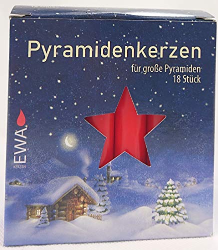 JEKA Pyramid Kerzen, Pyramiden Pyramidenkerze Wachs (Rot, 1.8 x 1.8 x 10.5 cm (4er Pack)) von Jeka