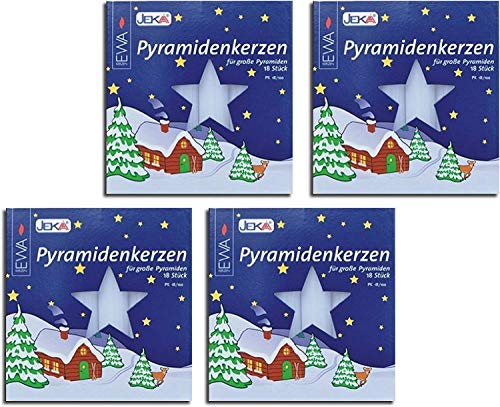 Jeka Kerze weiß 4, 18 x 10.5 mm Pyramidenkerzen (72 Stück) Unparfümiert von Jeka