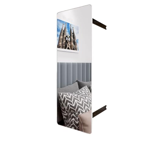 JEKKAH Passender Spiegel mit Gleitschiene, zusammenklappbarer Teleskop-Schminkspiegel, Kleiderschrankspiegel mit unsichtbarem Innenraum, Ganzkörperspiegel mit integriertem Push-Pull(White,130 * 40cm) von JEKKAH