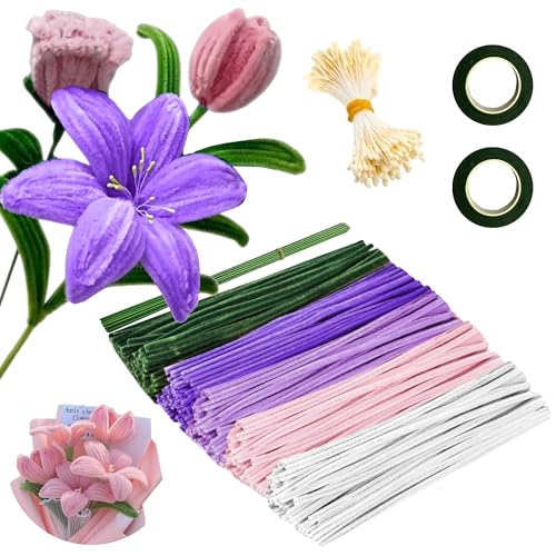 520 Stück Pfeifenreiniger Basteln Violett, 5 Farben Pfeifenreiniger Blumen mit 20 Grün Basteldraht,Klebeband,Ein Bündel Staubgefäße,DIY Bastelprojekte und Dekorationen Pfeifenputzer Bunt 520 Stück Pfeifenreiniger Basteln Violett, 5 Farben Pfeifenreiniger Blumen mit 20 Grün Basteldraht,Klebeband,Ein Bündel Staubgefäße,DIY Bastelprojekte und Dekorationen Pfeifenputzer Bunt von JEKRWNOY
