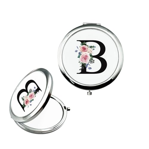 JEKUGOT Personalisierter Schminkspiegel Kleiner Spiegel Taschenspiegel Brautgeschenke Verlobungsgeschenke Personalisiertes Geschenk Spiegel A-Z Geschenke für Frauen Geburtstagsgeschenke(B) von JEKUGOT