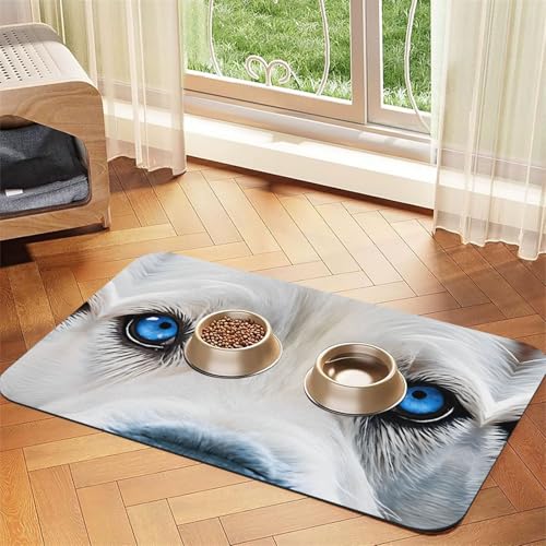 Blaue Augen Wolf Druck Haustier saugfähige Ledertischdecke perfekt für Hunde, Katzen und andere Haustiere Blaue Augen Wolf Druck Haustier saugfähige Ledertischdecke perfekt für Hunde, Katzen und andere Haustiere von JEKYDOSD