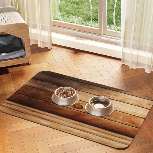 Braune Tischdecke aus Leder mit Holzdruck, saugfähig, perfekt für Hunde, Katzen und andere Haustiere von JEKYDOSD