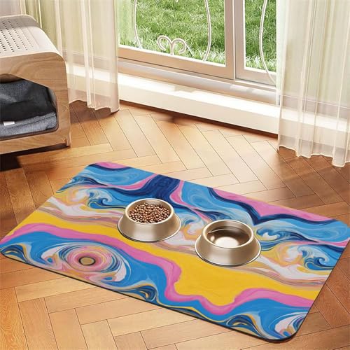 Bunte Tischdecke aus Leder mit Batikdruck, saugfähig, perfekt für Hunde, Katzen und andere Haustiere von JEKYDOSD