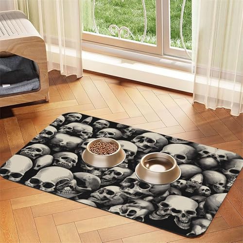 Coole Retro-Leder-Tischdecke mit Totenkopf-Grafikdruck, saugfähig, perfekt für Hunde, Katzen und andere Haustiere Coole Retro-Leder-Tischdecke mit Totenkopf-Grafikdruck, saugfähig, perfekt für Hunde, Katzen und andere Haustiere von JEKYDOSD