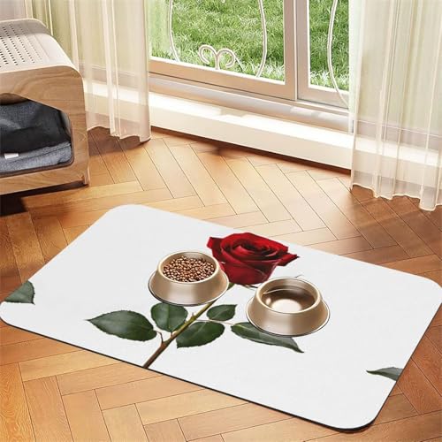 Eine saugfähige Leder-Tischdecke mit rotem Rosenmuster, perfekt für Hunde, Katzen und andere Haustiere Eine saugfähige Leder-Tischdecke mit rotem Rosenmuster, perfekt für Hunde, Katzen und andere Haustiere von JEKYDOSD