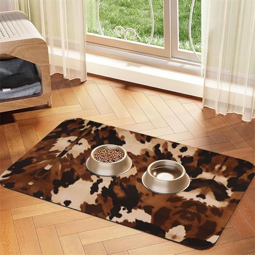 JEKYDOSD Braunes Rindsleder, Kunstdruck, saugfähig, Leder-Tischdecke, perfekt für Hunde, Katzen und andere Haustiere von JEKYDOSD