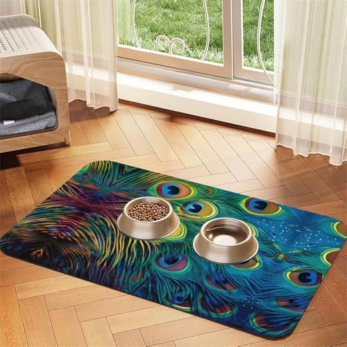 JEKYDOSD Saugfähige Leder-Tischdecke mit farbigem Pfauenmuster, perfekt für Hunde, Katzen und andere Haustiere JEKYDOSD Saugfähige Leder-Tischdecke mit farbigem Pfauenmuster, perfekt für Hunde, Katzen und andere Haustiere von JEKYDOSD