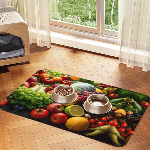 JEKYDOSD Saugfähige Leder-Tischdecke mit frischem Obst und Gemüse, perfekt für Hunde, Katzen und andere Haustiere von JEKYDOSD