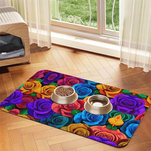 JEKYDOSD Saugfähige Leder-Tischdecke mit mehrfarbigen Rosen, perfekt für Hunde, Katzen und andere Haustiere JEKYDOSD Saugfähige Leder-Tischdecke mit mehrfarbigen Rosen, perfekt für Hunde, Katzen und andere Haustiere von JEKYDOSD