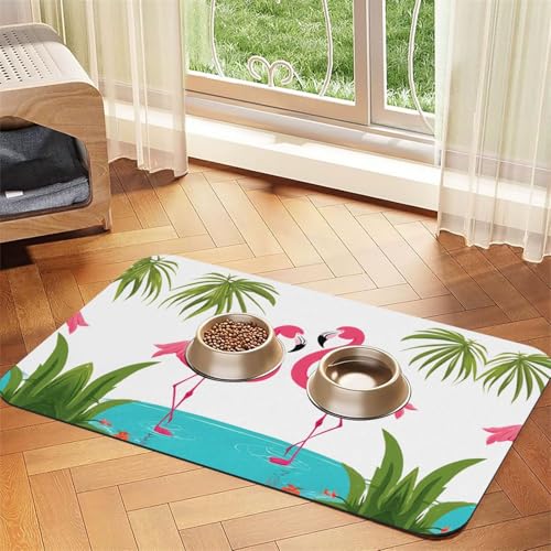 Palmblatt- und Flamingo-Paar-Druck, saugfähige Leder-Tischdecke, perfekt für Hunde, Katzen und andere Haustiere Palmblatt- und Flamingo-Paar-Druck, saugfähige Leder-Tischdecke, perfekt für Hunde, Katzen und andere Haustiere von JEKYDOSD