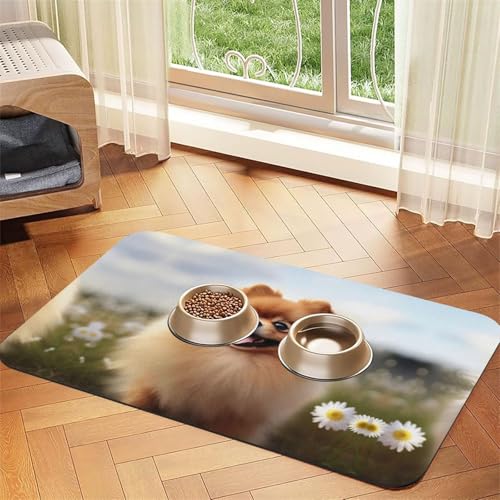 Pommersche Hunde-Druck, saugfähige Leder-Tischdecke, perfekt für Hunde, Katzen und andere Haustiere von JEKYDOSD