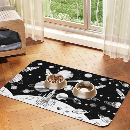 Saugfähige Leder-Tischdecke mit Astronauten- und Alien-Druck, perfekt für Hunde, Katzen und andere Haustiere von JEKYDOSD