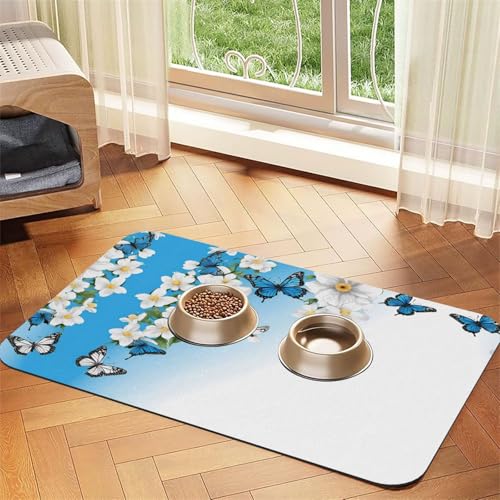 Saugfähige Leder-Tischdecke mit Blumen und Schmetterlingen, perfekt für Hunde, Katzen und andere Haustiere von JEKYDOSD