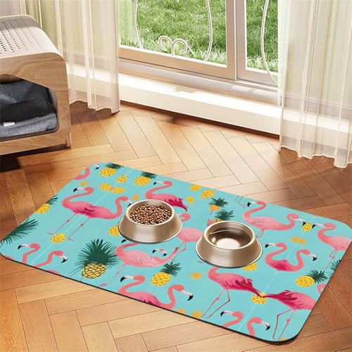 Saugfähige Leder-Tischdecke mit Flamingo-Druck, perfekt für Hunde, Katzen und andere Haustiere von JEKYDOSD