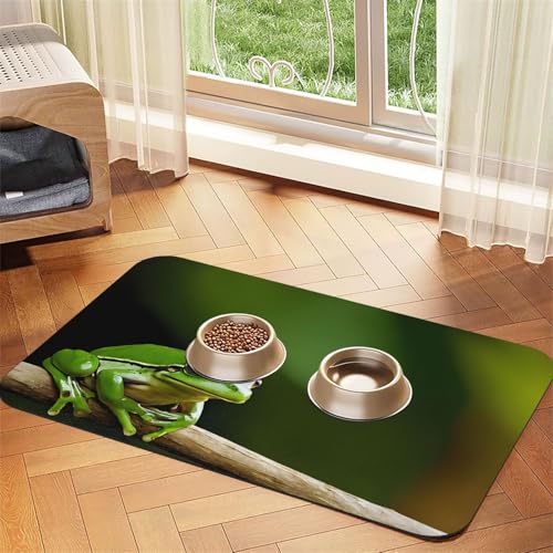 Saugfähige Leder-Tischdecke mit Frosch- und Regendruck, perfekt für Hunde, Katzen und andere Haustiere von JEKYDOSD