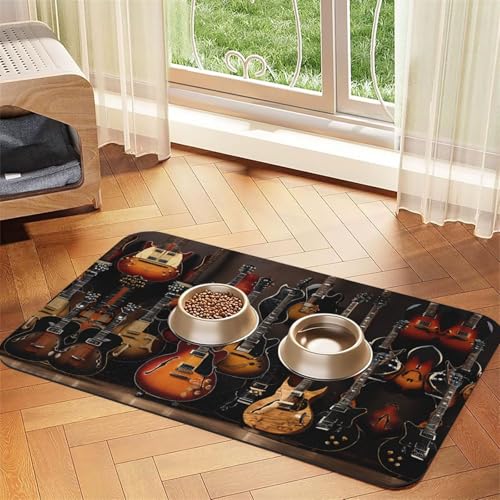Saugfähige Leder-Tischdecke mit Gitarren-Aufdruck, perfekt für Hunde, Katzen und andere Haustiere von JEKYDOSD