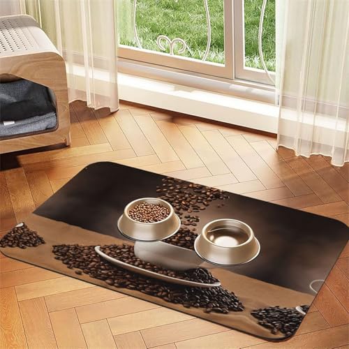 Saugfähige Leder-Tischdecke mit Kaffeebohnen-Aufdruck, perfekt für Hunde, Katzen und andere Haustiere Saugfähige Leder-Tischdecke mit Kaffeebohnen-Aufdruck, perfekt für Hunde, Katzen und andere Haustiere von JEKYDOSD
