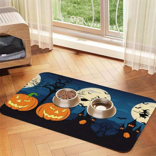 Saugfähige Leder-Tischdecke mit Kürbis-Motiv, perfekt für Hunde, Katzen und andere Haustiere von JEKYDOSD