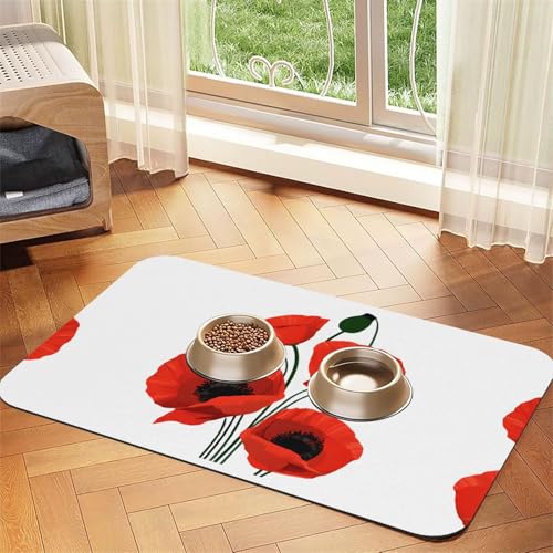 Saugfähige Leder-Tischdecke mit Mohnblumen-Aufdruck, perfekt für Hunde, Katzen und andere Haustiere Saugfähige Leder-Tischdecke mit Mohnblumen-Aufdruck, perfekt für Hunde, Katzen und andere Haustiere von JEKYDOSD