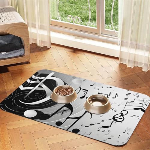 Saugfähige Leder-Tischdecke mit Musiknoten-Druck, perfekt für Hunde, Katzen und andere Haustiere von JEKYDOSD