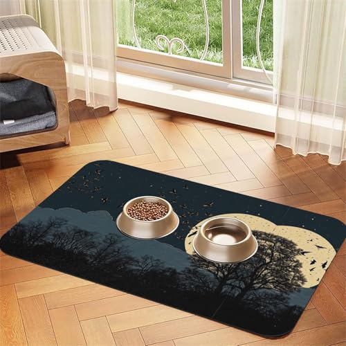 Saugfähige Leder-Tischdecke mit Nachtkrähen-Aufdruck, perfekt für Hunde, Katzen und andere Haustiere Saugfähige Leder-Tischdecke mit Nachtkrähen-Aufdruck, perfekt für Hunde, Katzen und andere Haustiere von JEKYDOSD