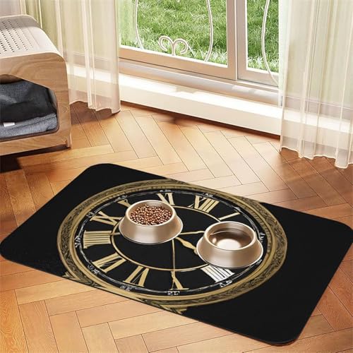 Saugfähige Leder-Tischdecke mit Uhr-Zahnrad-Aufdruck, perfekt für Hunde, Katzen und andere Haustiere von JEKYDOSD