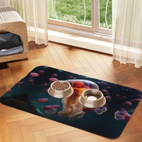 Saugfähige Leder-Tischdecke mit farbigen Quallen, perfekt für Hunde, Katzen und andere Haustiere Saugfähige Leder-Tischdecke mit farbigen Quallen, perfekt für Hunde, Katzen und andere Haustiere von JEKYDOSD