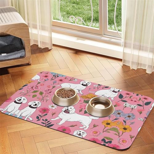 Saugfähige Leder-Tischdecke mit französischer Bulldogge und Blumen, perfekt für Hunde, Katzen und andere Haustiere von JEKYDOSD