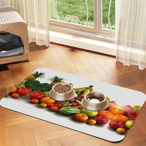 Saugfähige Leder-Tischdecke mit frischem Gemüse, Obst, perfekt für Hunde, Katzen und andere Haustiere Saugfähige Leder-Tischdecke mit frischem Gemüse, Obst, perfekt für Hunde, Katzen und andere Haustiere von JEKYDOSD