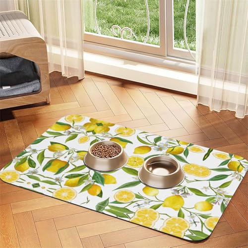 Saugfähige Leder-Tischdecke mit gelbem Zitronenmuster, perfekt für Hunde, Katzen und andere Haustiere Saugfähige Leder-Tischdecke mit gelbem Zitronenmuster, perfekt für Hunde, Katzen und andere Haustiere von JEKYDOSD