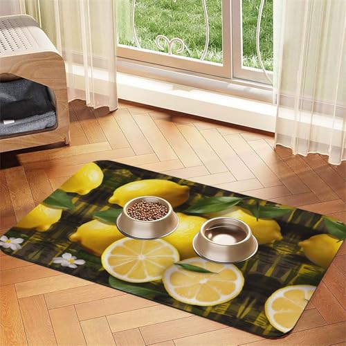Saugfähige Leder-Tischdecke mit gelbem Zitronenmuster, perfekt für Hunde, Katzen und andere Haustiere Saugfähige Leder-Tischdecke mit gelbem Zitronenmuster, perfekt für Hunde, Katzen und andere Haustiere von JEKYDOSD