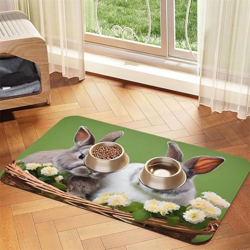 Saugfähige Leder-Tischdecke mit niedlichem Kaninchen-Aufdruck, perfekt für Hunde, Katzen und andere Haustiere Saugfähige Leder-Tischdecke mit niedlichem Kaninchen-Aufdruck, perfekt für Hunde, Katzen und andere Haustiere von JEKYDOSD