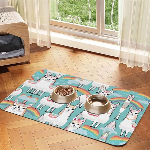 Saugfähige Leder-Tischdecke mit niedlichem Lama-Druck, perfekt für Hunde, Katzen und andere Haustiere von JEKYDOSD