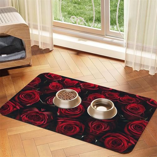 Saugfähige Leder-Tischdecke mit rotem und schwarzem Rosenmuster, perfekt für Hunde, Katzen und andere Haustiere Saugfähige Leder-Tischdecke mit rotem und schwarzem Rosenmuster, perfekt für Hunde, Katzen und andere Haustiere von JEKYDOSD