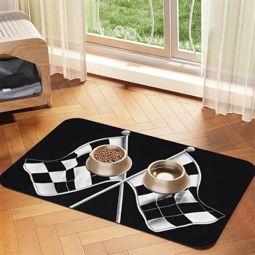 Schwarz-weiße Formel, karierte Flaggen, Muster, Druck, saugfähige Leder-Tischdecke, perfekt für Hunde, Katzen und andere Haustiere Schwarz-weiße Formel, karierte Flaggen, Muster, Druck, saugfähige Leder-Tischdecke, perfekt für Hunde, Katzen und andere Haustiere von JEKYDOSD