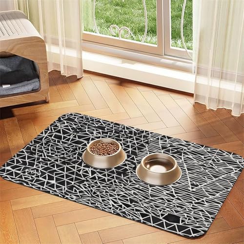 Schwarz-weiße Tischdecke mit Marmor-Druck, saugfähig, Leder, perfekt für Hunde, Katzen und andere Haustiere Schwarz-weiße Tischdecke mit Marmor-Druck, saugfähig, Leder, perfekt für Hunde, Katzen und andere Haustiere von JEKYDOSD
