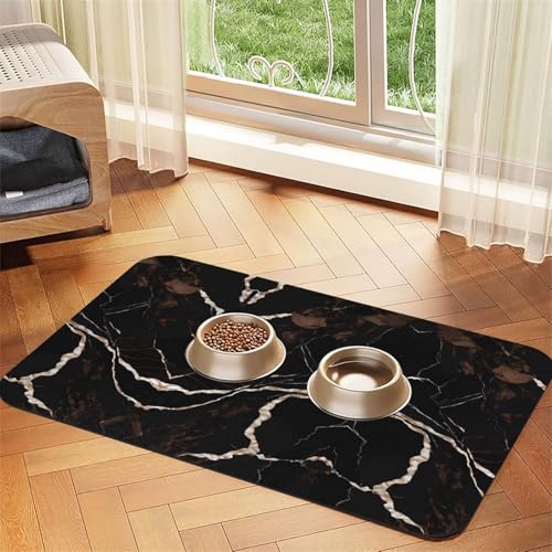 Schwarze rotgoldene Tischdecke mit Marmor-Druck, saugfähig, Leder, perfekt für Hunde, Katzen und andere Haustiere von JEKYDOSD