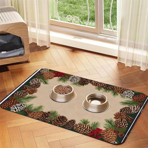 Tannenzapfen-Bordüre, saugfähige Leder-Tischdecke, perfekt für Hunde, Katzen und andere Haustiere Tannenzapfen-Bordüre, saugfähige Leder-Tischdecke, perfekt für Hunde, Katzen und andere Haustiere von JEKYDOSD