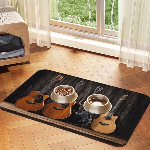 Tischdecke, Motiv: Gitarre, Bass, Musikinstrumente, saugfähig, Leder, perfekt für Hunde, Katzen und andere Haustiere von JEKYDOSD
