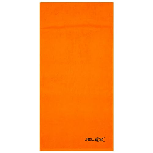 JELEX 100FIT Fitness Handtuch aus Baumwolle, mit Antirutsch-Schutz und Reißverschlusstasche aus Mesh-Material. Maße: 90 x 45 cm, in Schwarz, Royalblau, grau, türkis, armygrün und rosa (Orange) von JELEX