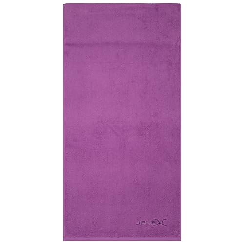 JELEX 100FIT Fitness Handtuch aus Baumwolle, mit Antirutsch-Schutz und Reißverschlusstasche aus Mesh-Material. Maße: 90 x 45 cm, in Schwarz, Royalblau, grau, türkis, armygrün und rosa (Violett) von JELEX