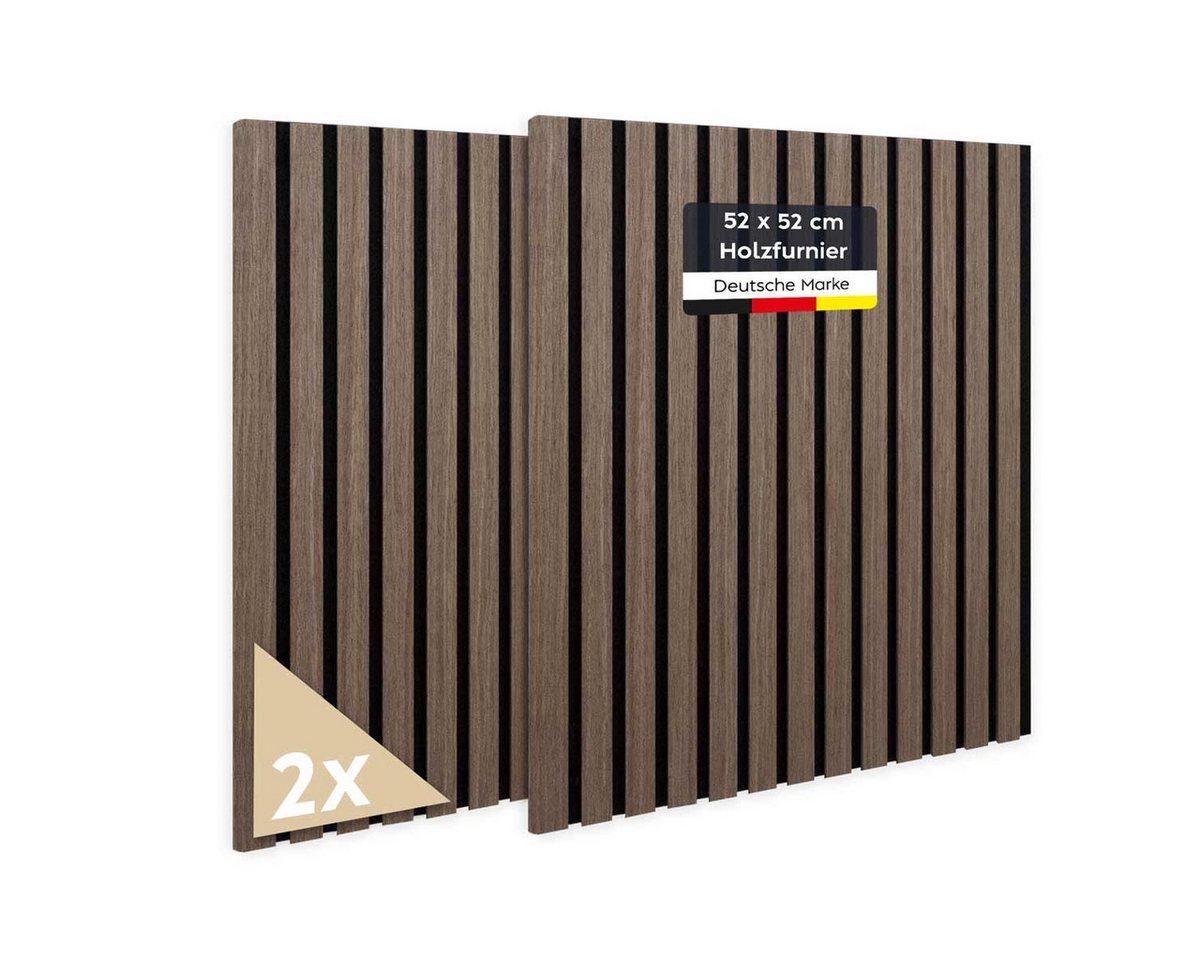 JELLE & JACOB Wandpaneel Akustikpaneele Holz Eiche Dunkel Furnier, Wandverkleidung, (2er Set, 2-tlg) angenehme Raumakustik & skandinavisches Design, 3D-Optik von JELLE & JACOB